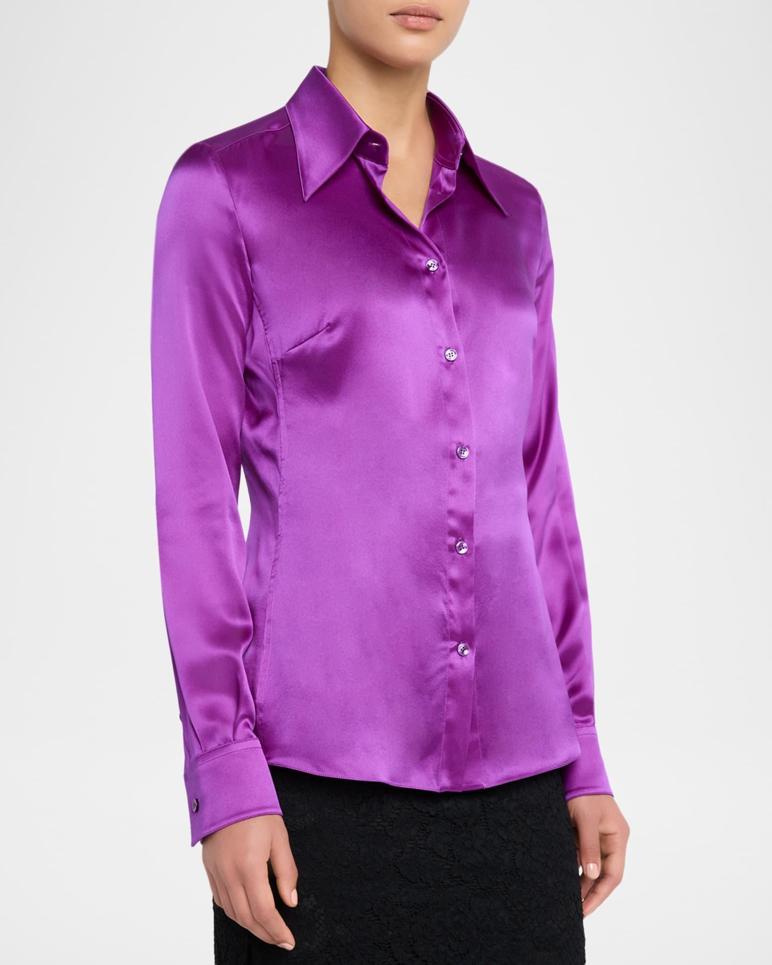 Silk Slim Button-Down Shirt Product Image