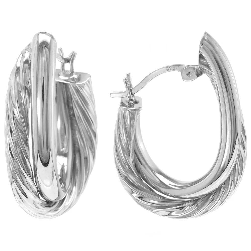 Judy Crowell Sterling Silver Textured & High Polish Twist Hoop Earrings, Women's Product Image