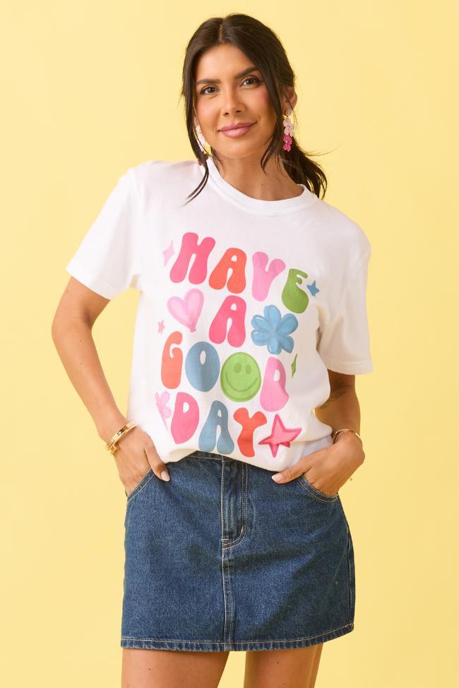 Have A Good Day White Graphic Tee SALE Product Image