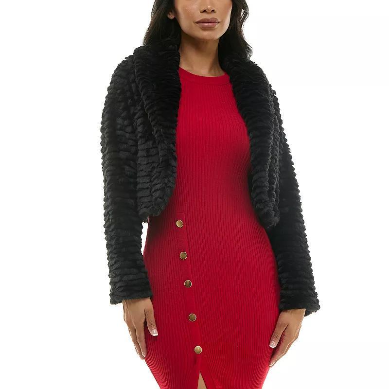 Women's Nina Leonard Curved Faux Fur Bolero, Size: Medium, Light Ivory Product Image