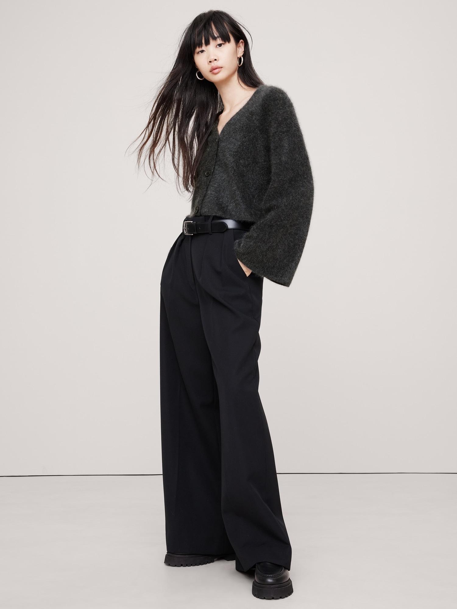 Brushed Cashmere Flare-Sleeve Cardigan Product Image