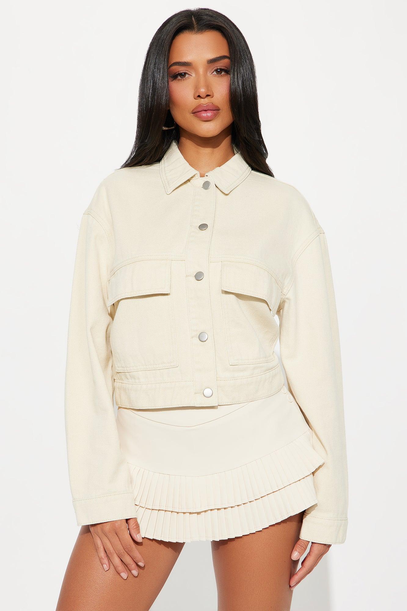 Casual Cool Denim Shacket - Cream Product Image