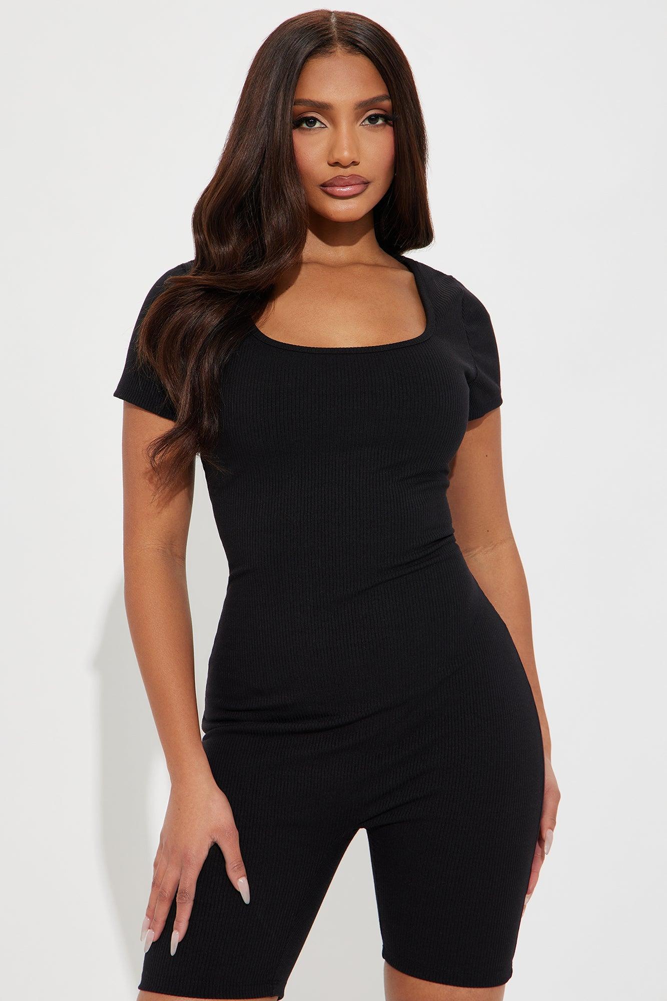 Christi Heavy Ribbed Romper - Black Product Image