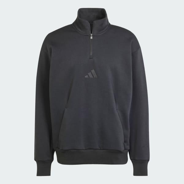 adidas ALL SZN Fleece 1/4-Zip Crew Sweatshirt Dark Blue XS Mens Product Image