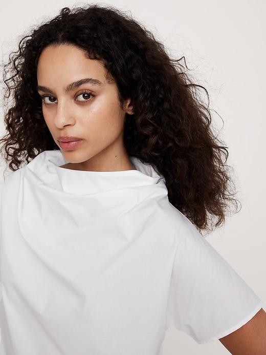 Oversized Poplin Funnel-Neck Top Product Image