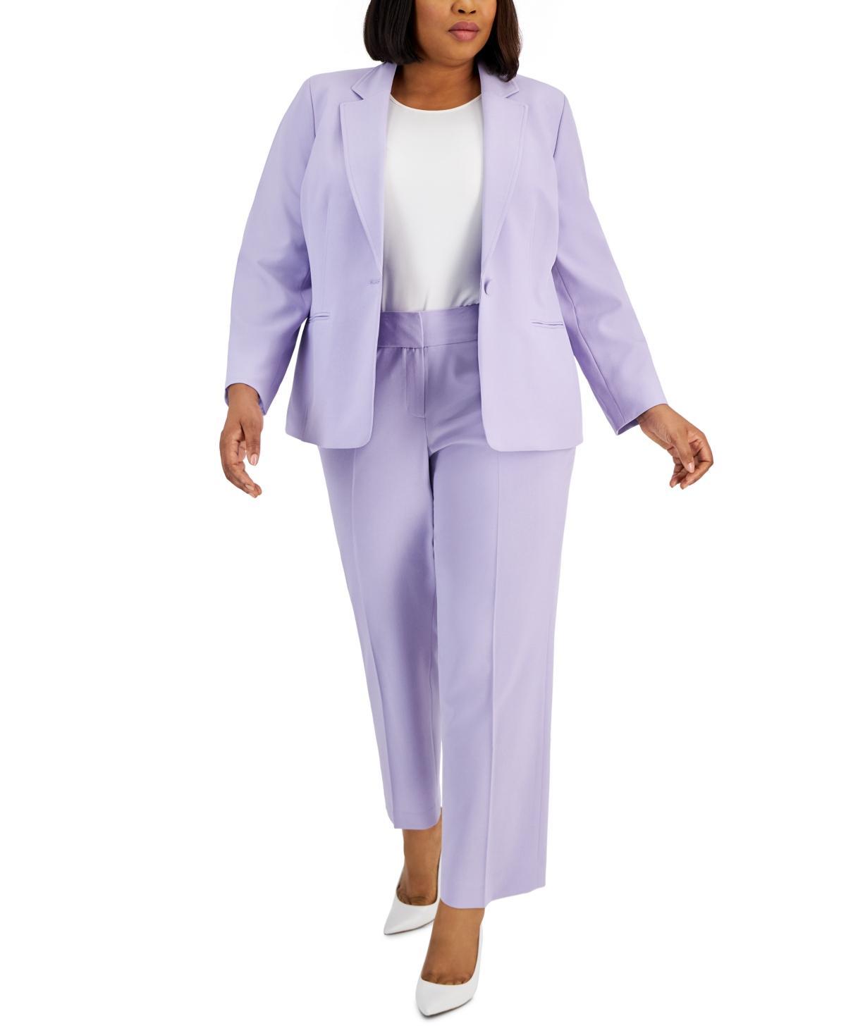 Le Suit Plus Womens Notched-Lapel Blazer Pants Suit Product Image