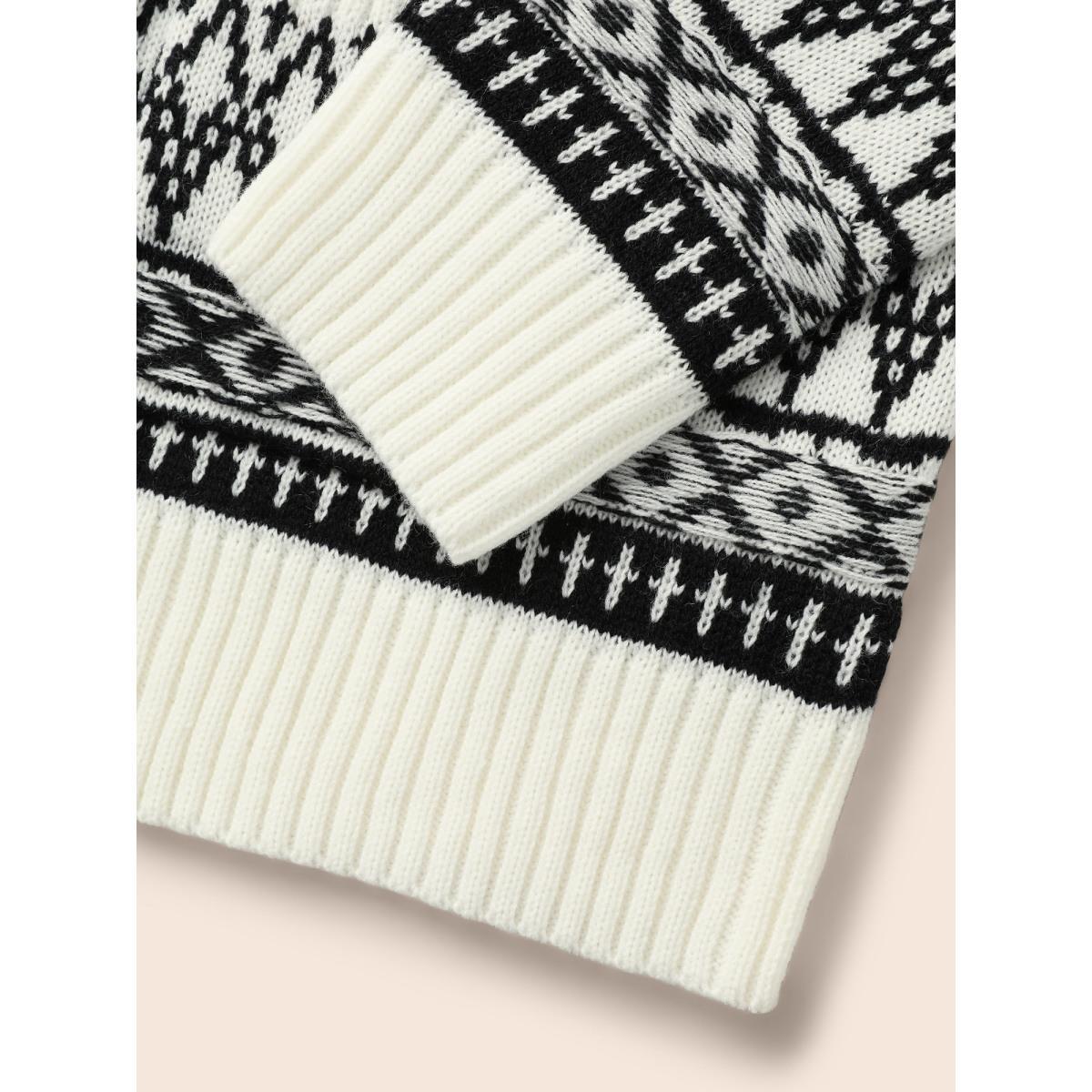 Plus Size Bandana Jacquard Cable Knit Pocket Cardigan Ivory Women Casual Loose Long Sleeve Everyday Cardigans BloomChic 10/M Product Image