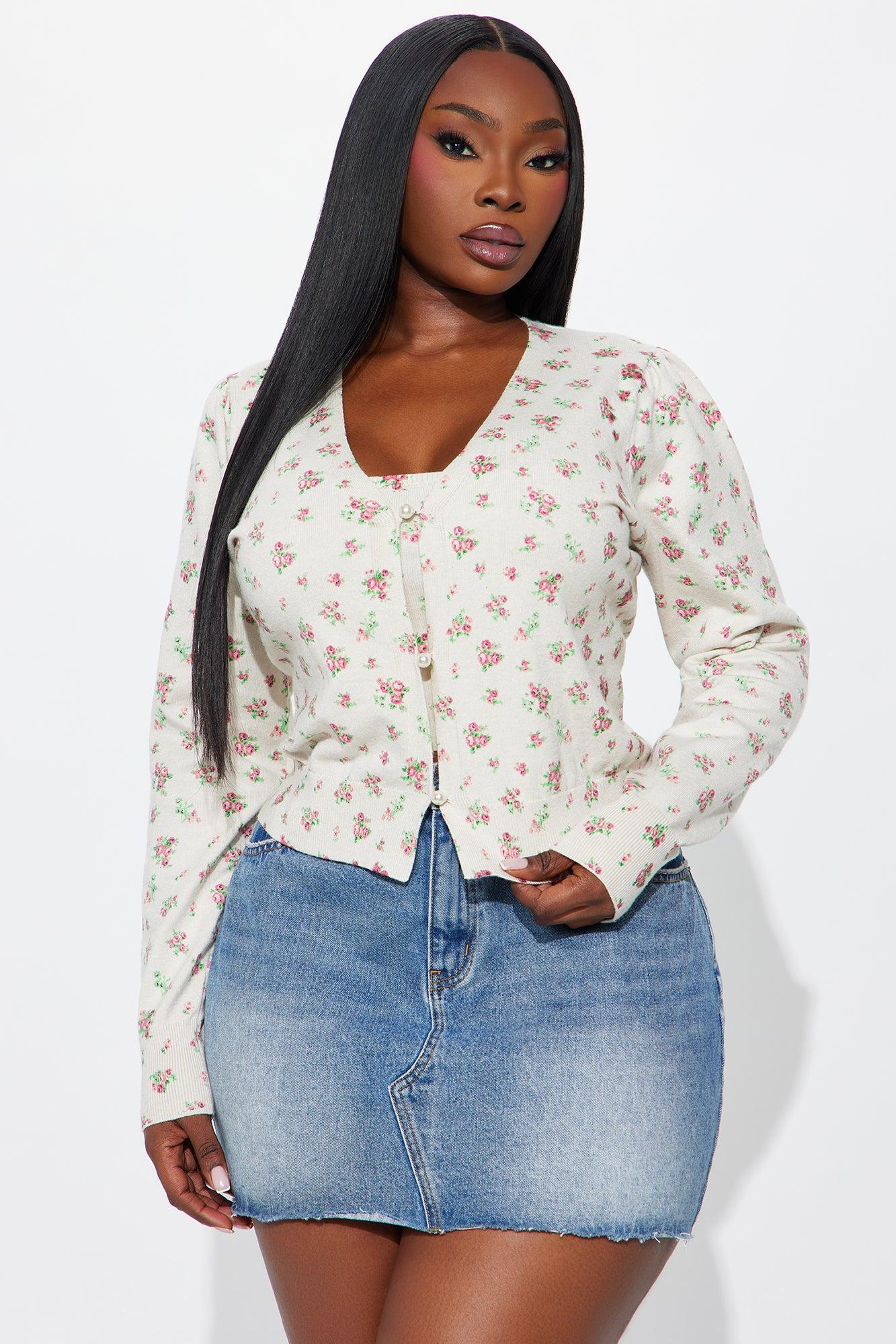 Soft Blossom Floral 2 Piece Cardigan - Cream/combo Product Image