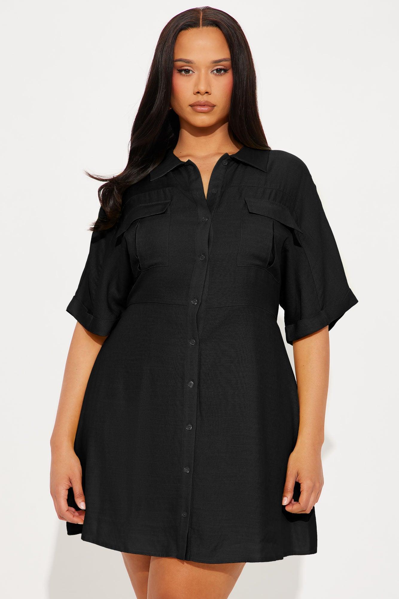 Penny Mini Shirt Dress - Black Product Image