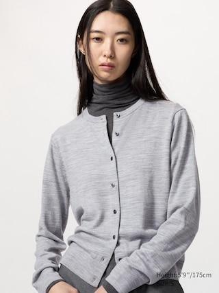 Womens Merino Cardigan Gray Medium UNIQLO US Product Image