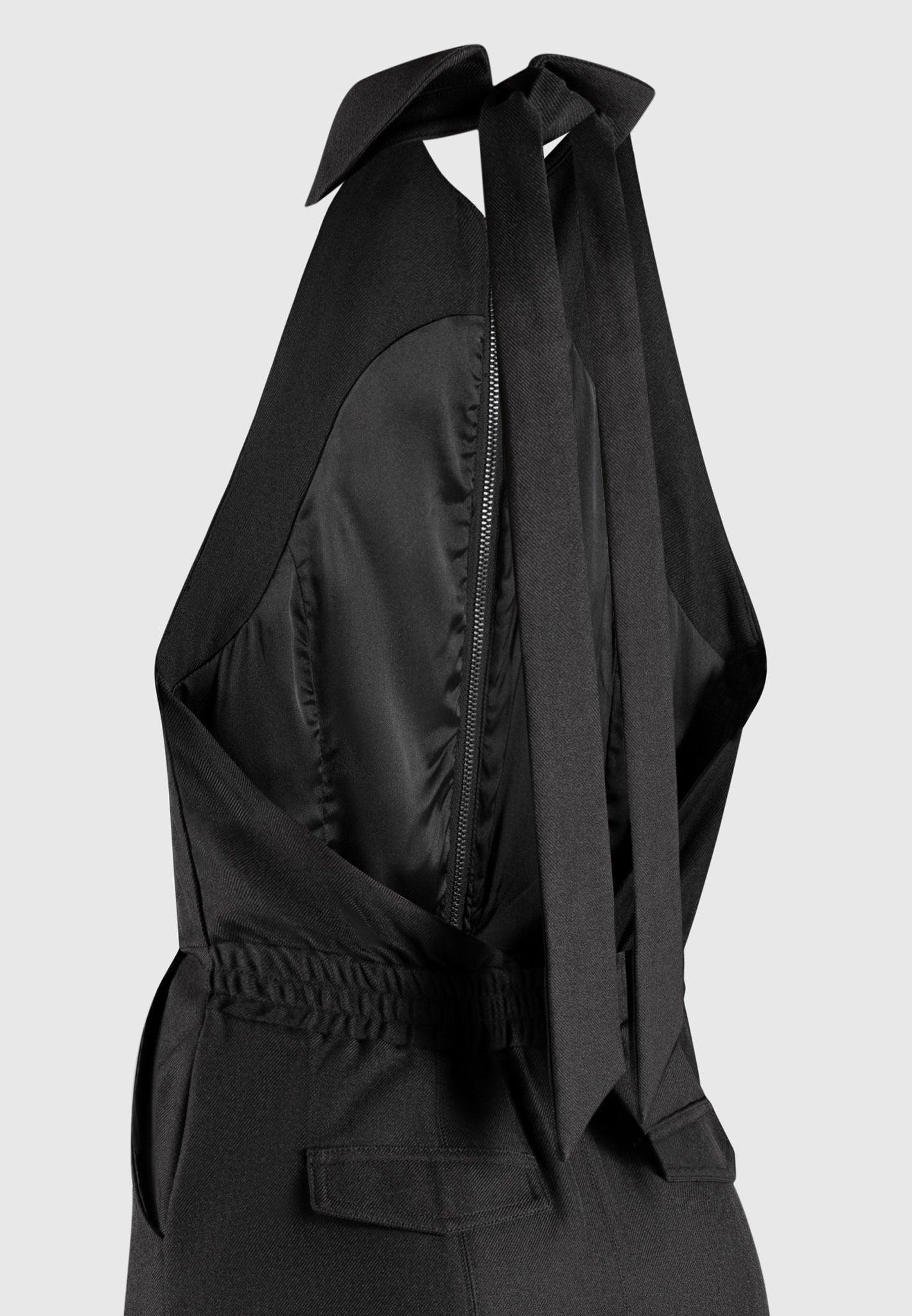 Tailored Halterneck Cargo Jumpsuit - Black Female Product Image
