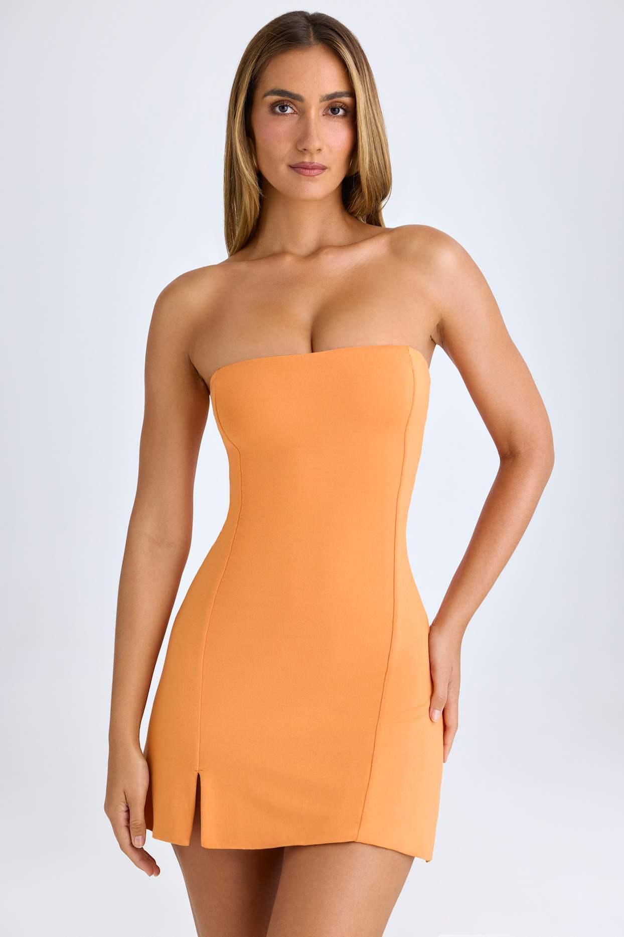 Modal Bandeau Mini Dress in Sunset Orange Product Image