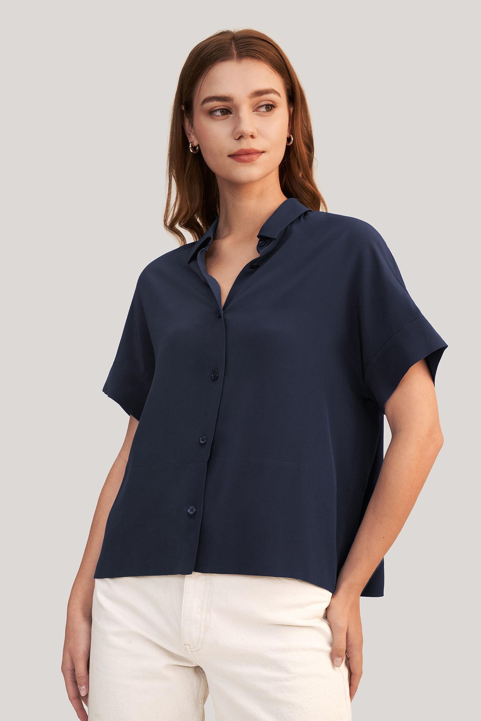 Casual Short Sleeves Loose Silk T-Shirt Product Image
