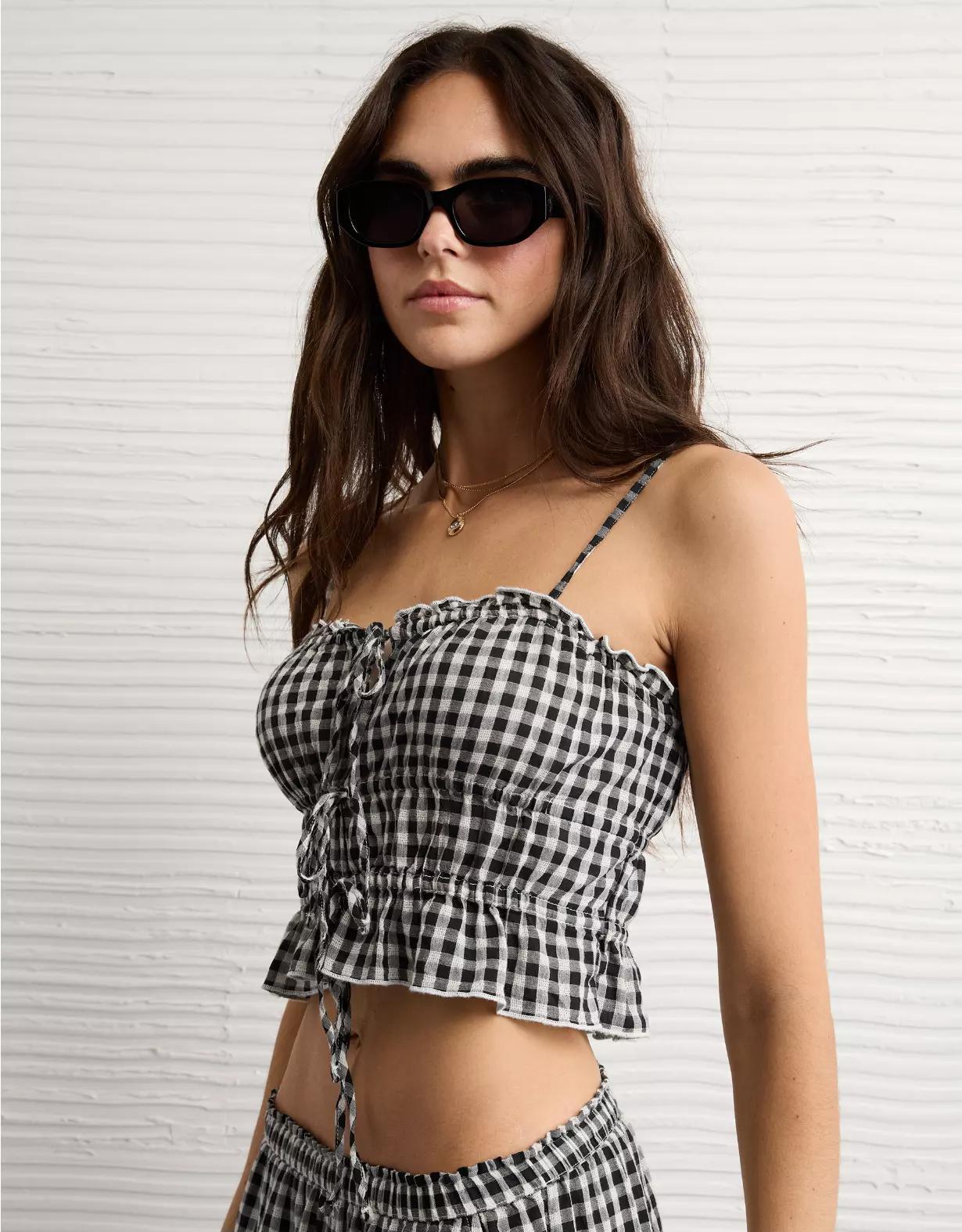 AE Tiered Ruched Tank Top Product Image