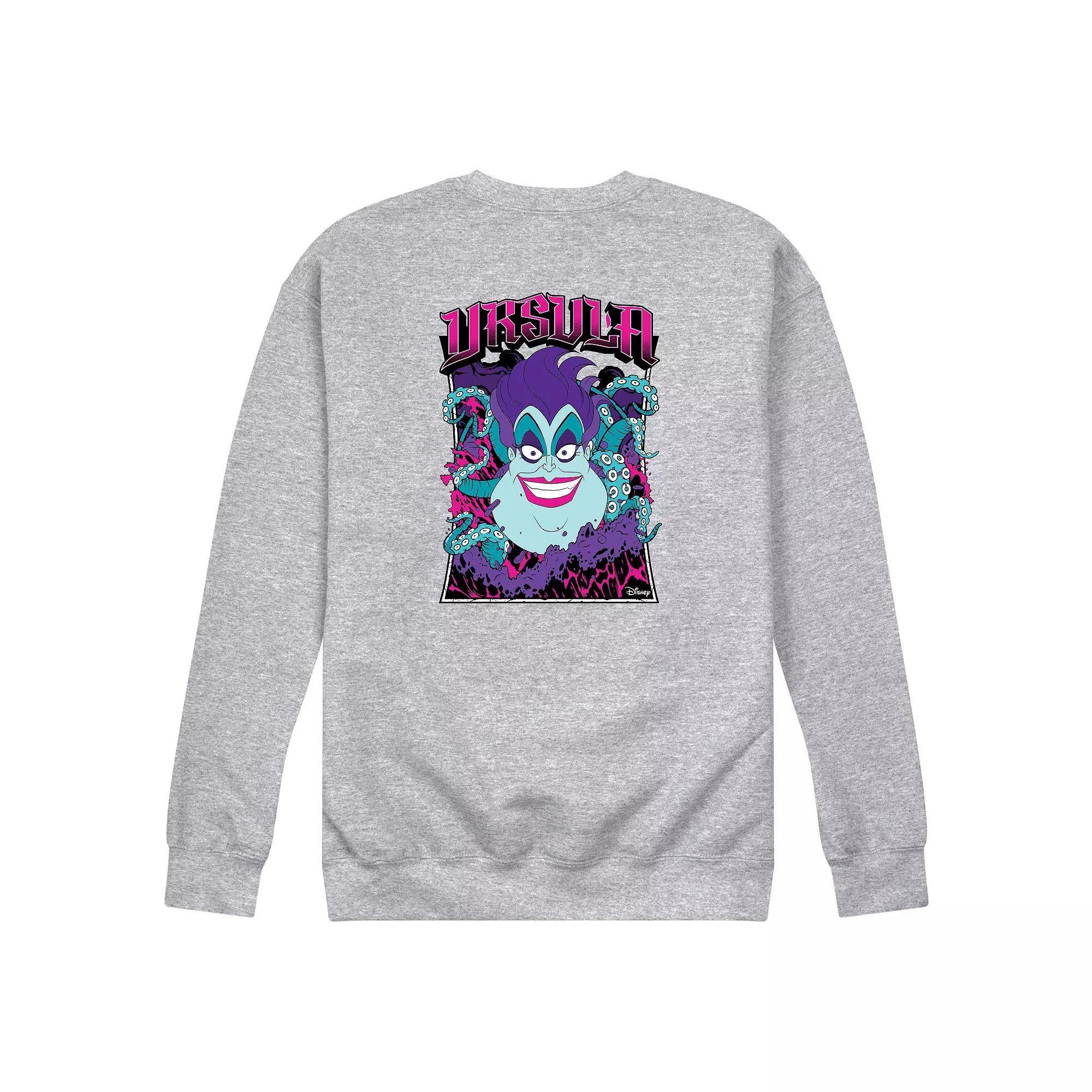 Disney Villains The Little Mermaid Ursula Mens Neon Poster Fleece Sweatshirt Grey Gray Product Image