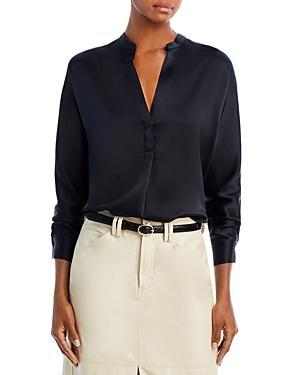 Vince Silk Banded Collar Blouse Product Image