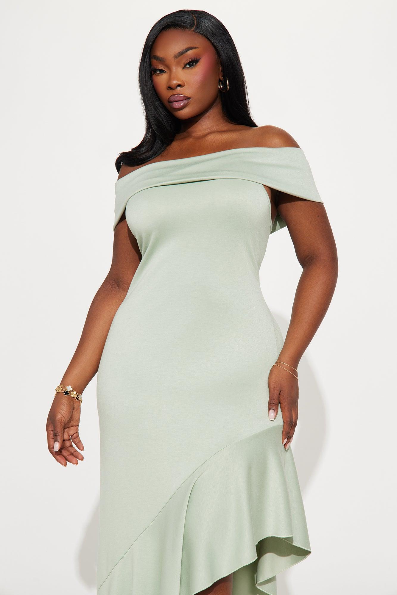 Fanny Asymmetrical Maxi Dress - Sage Product Image