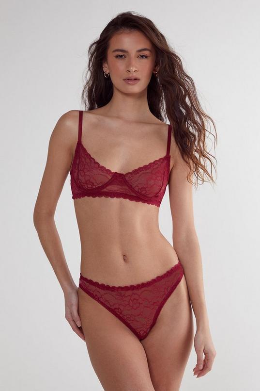 Lace Up Detail Underwire Lingerie Set Product Image