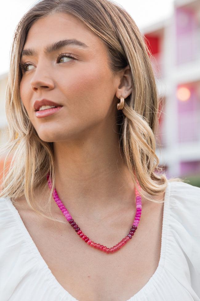 Pink and Red Beaded Necklace FINAL SALE Product Image