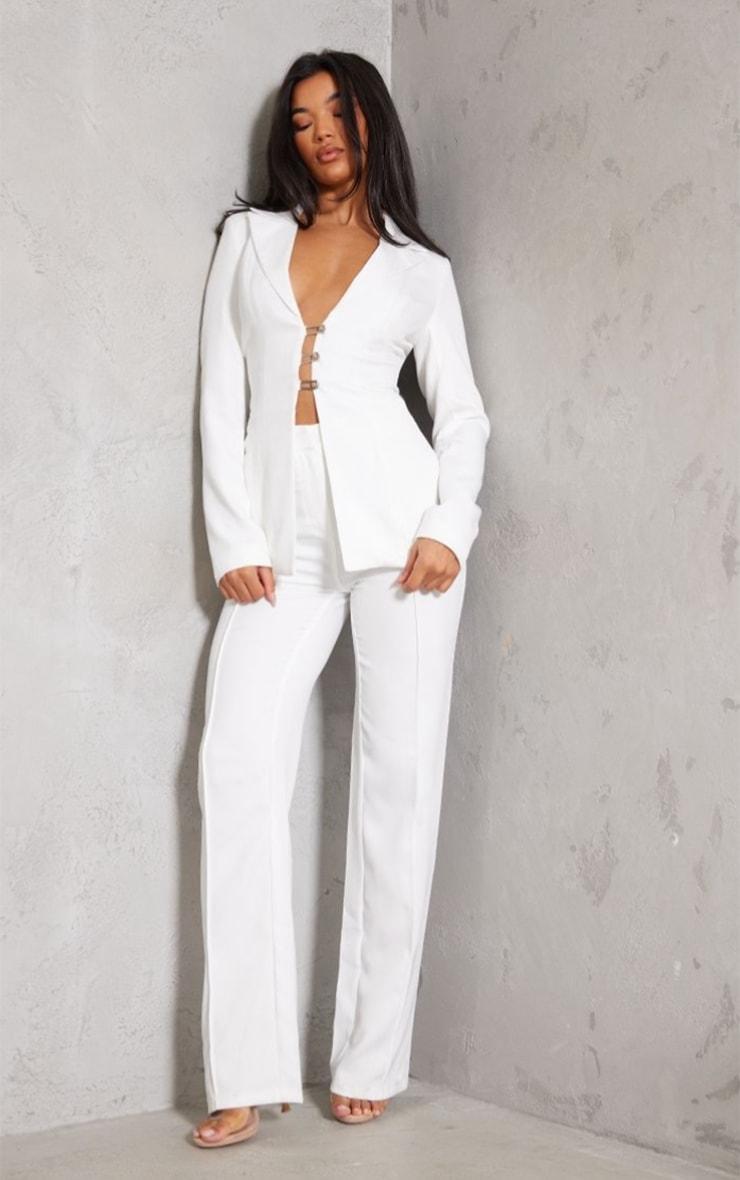 White Wide Leg High Waist Pants Product Image