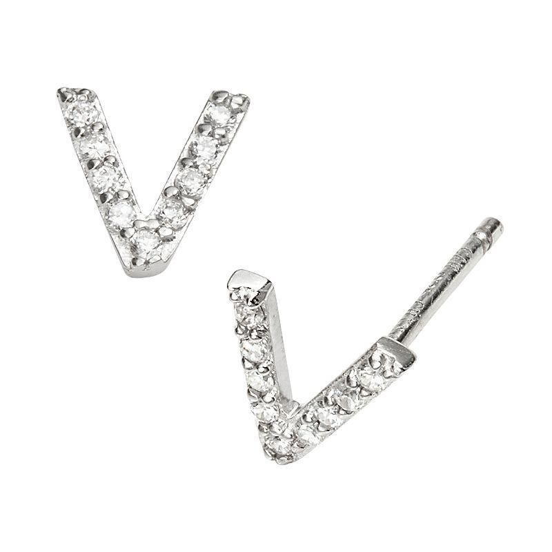 Sophie Miller Sterling Silver Cubic Zirconia Initial Stud Earrings, Womens Product Image
