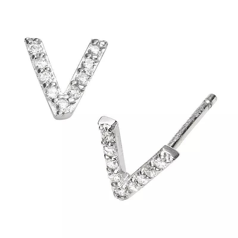 Sophie Miller Sterling Silver Cubic Zirconia Initial Stud Earrings, Womens Product Image