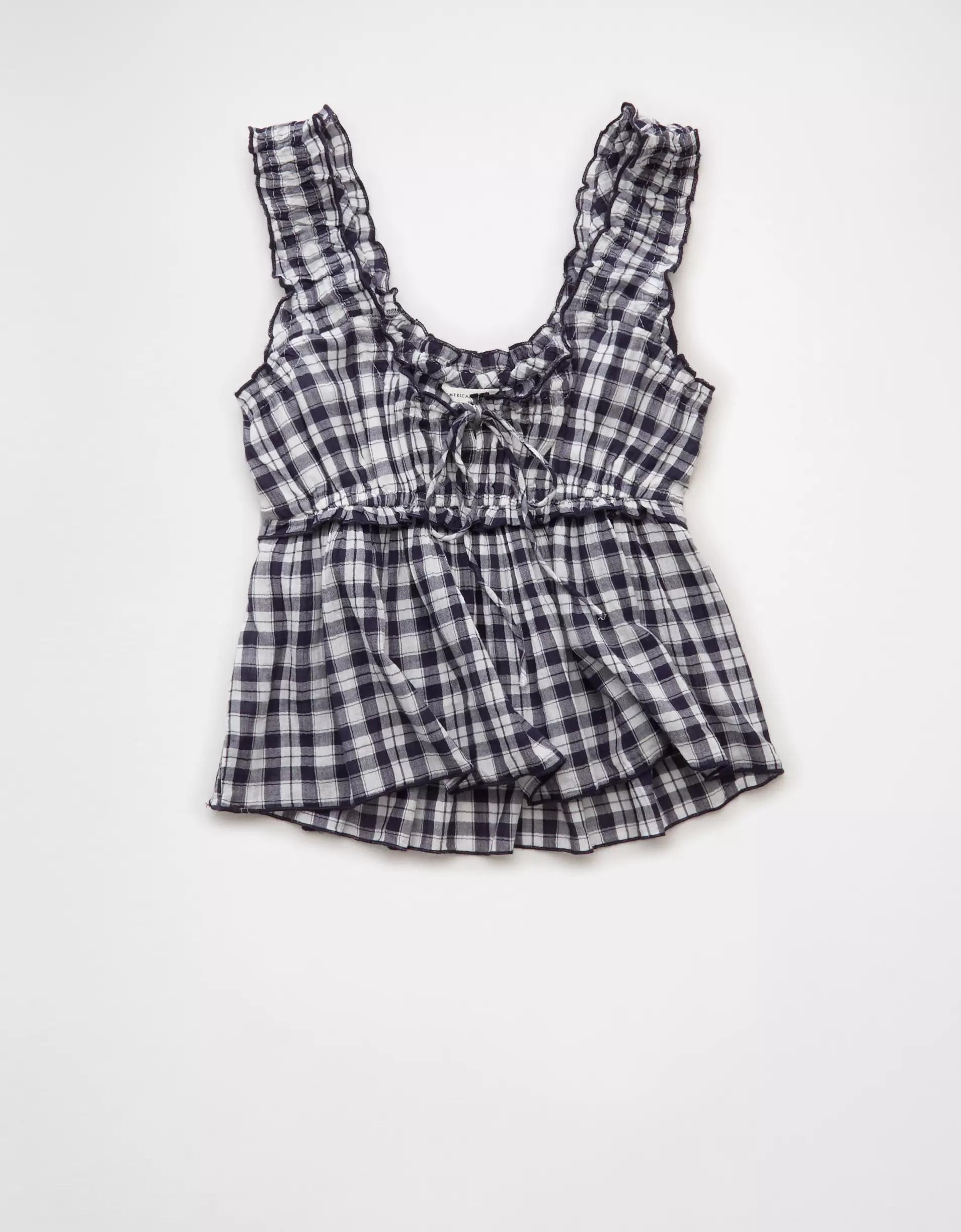 AE Ruched Strap Cropped Tank Top Product Image
