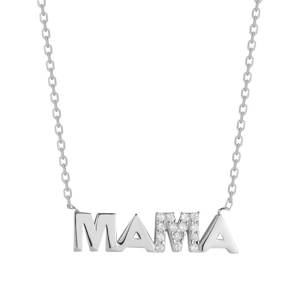 Sunkissed Sterling Cubic Zirconia "Mama" Necklace, Women's, Silver Tone Product Image