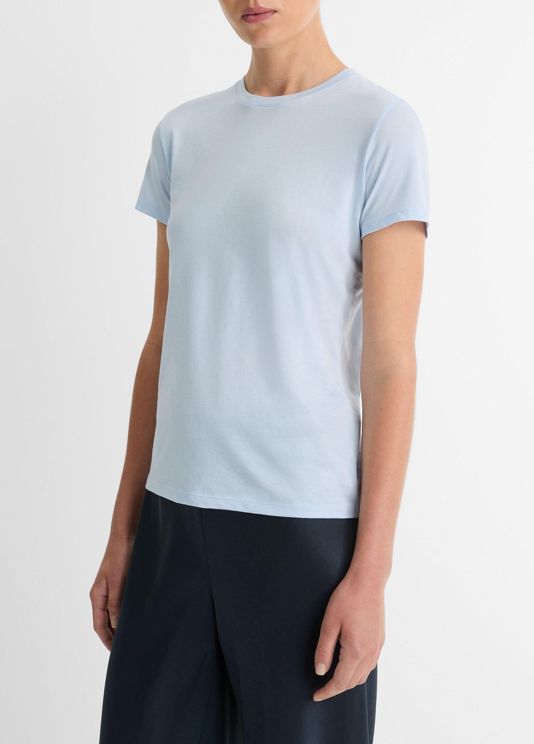 Womens Essential Pima Cotton Crew Neck T-Shirt, Porcelain Blue, Size S Vince Product Image