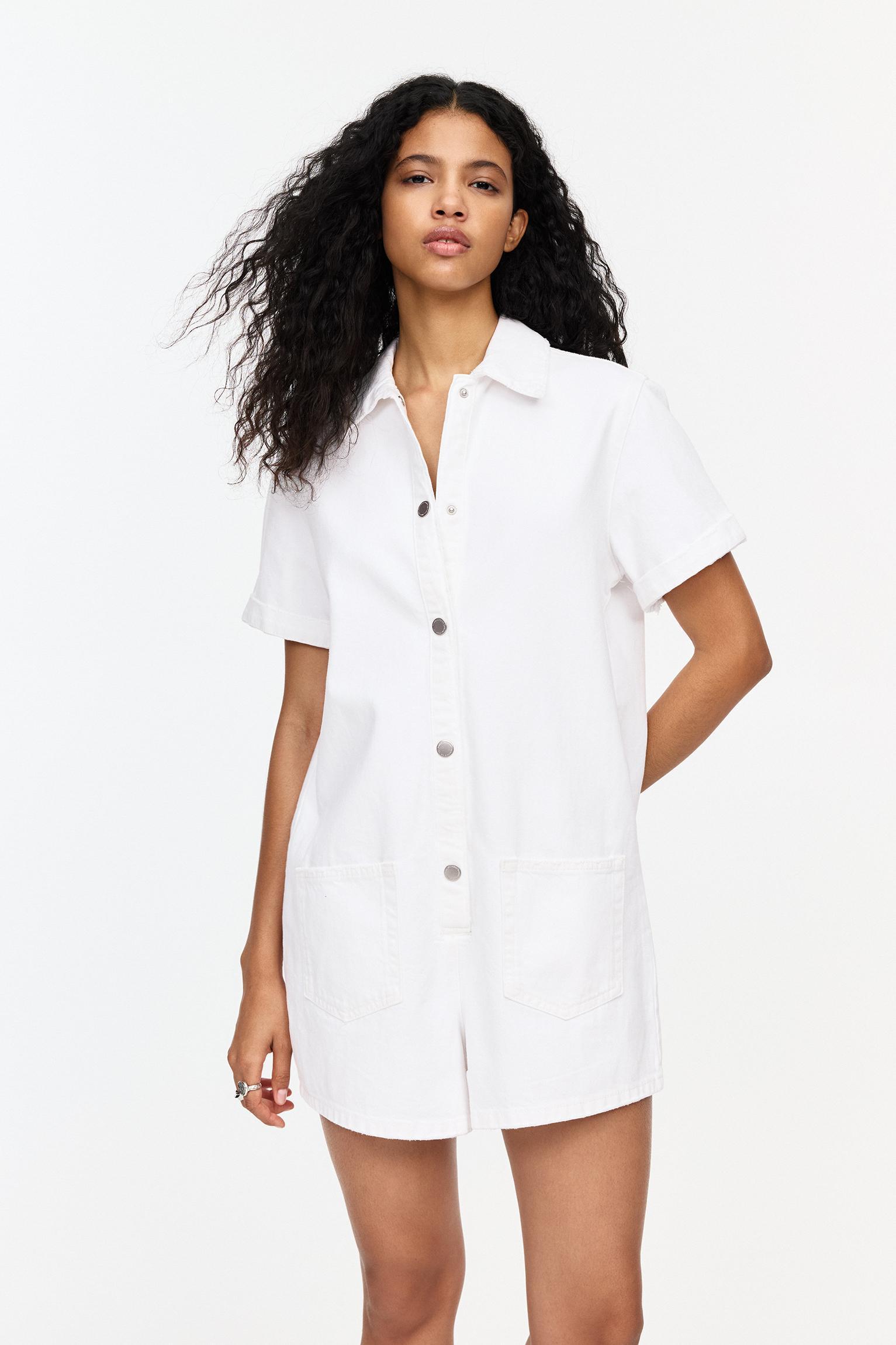 White short sleeve jumpsuit Product Image