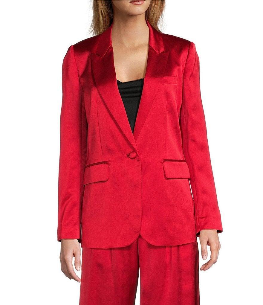 Antonio Melani Bemadette Satin Notch Lapel Long Sleeve Button Front Blazer Product Image