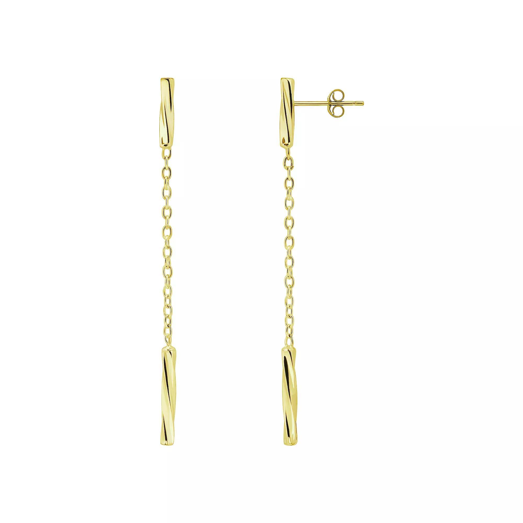Aleure Precioso Chain & Twisted Bar Drop Earrings, Women's, Gold Tone Product Image