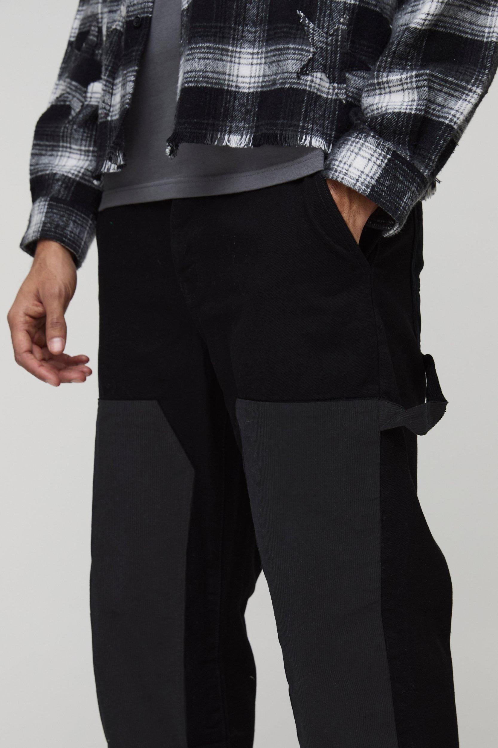 Relaxed Corduroy & Twill Carpenter Pants | boohooMAN USA Product Image
