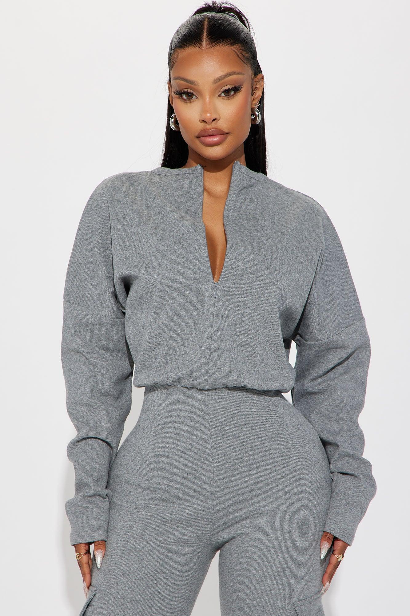 Airport Lounging Jumpsuit - Heather Grey Product Image
