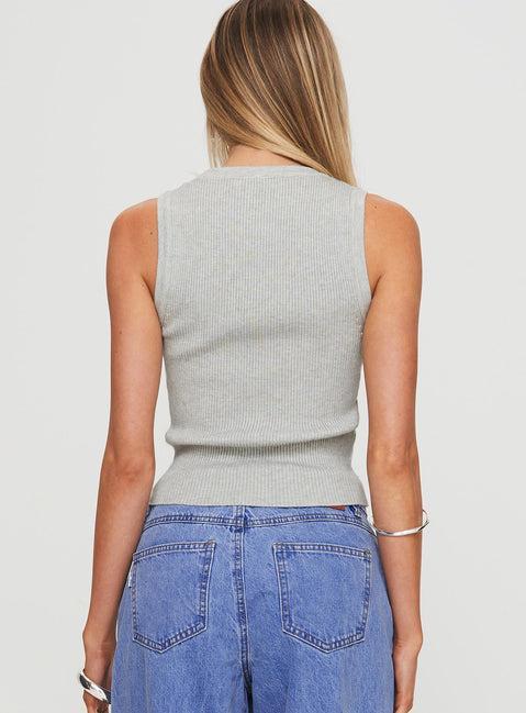 Issues Knit Top Grey Product Image