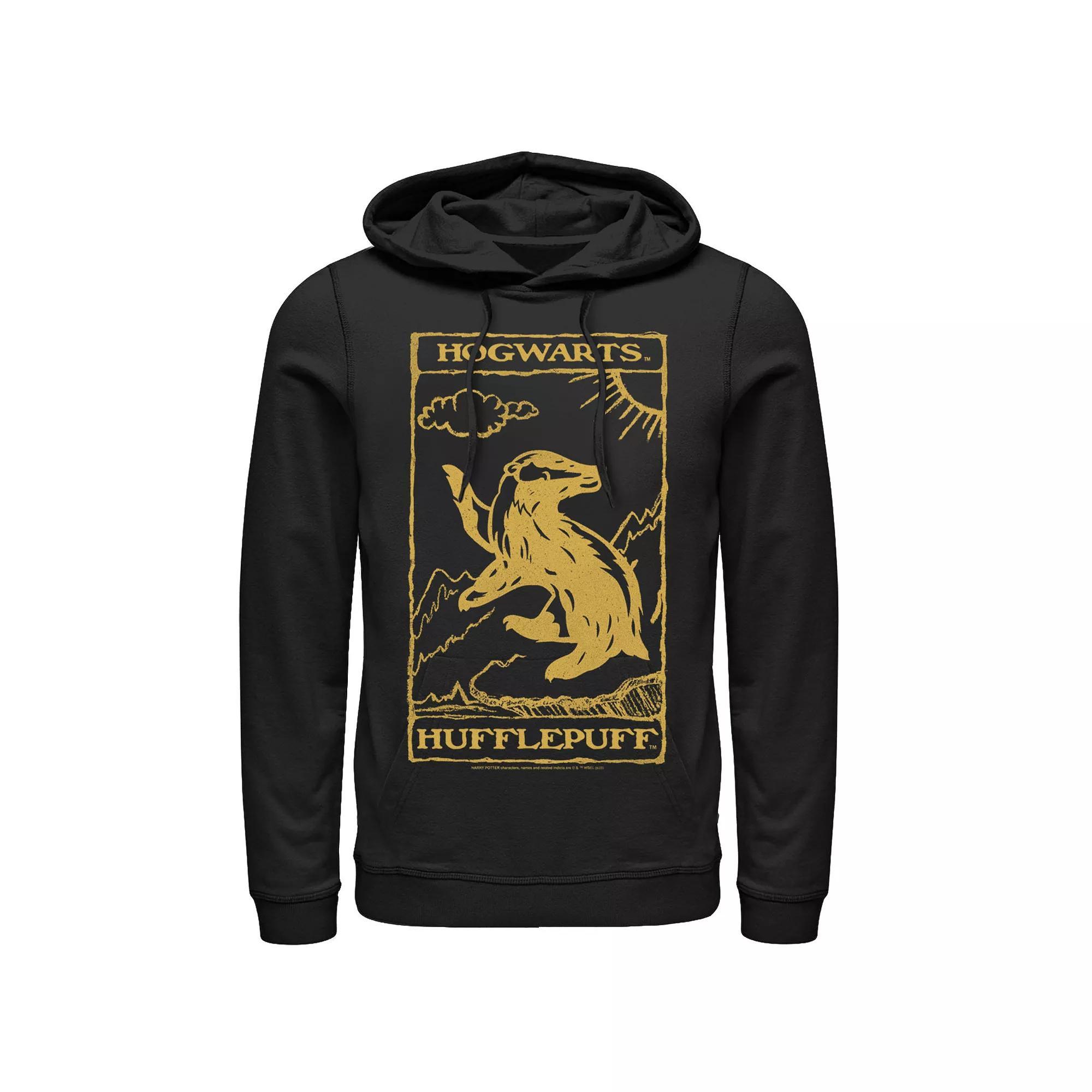 Men's Harry Potter Hufflepuff Vintage Poster Hoodie, Size: Small, Black Product Image