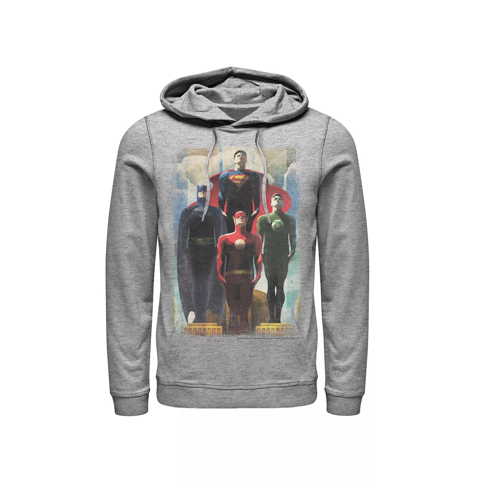 Men's DC Comics Justice League Heroes Look Up Hoodie, Size: XL, Black Product Image