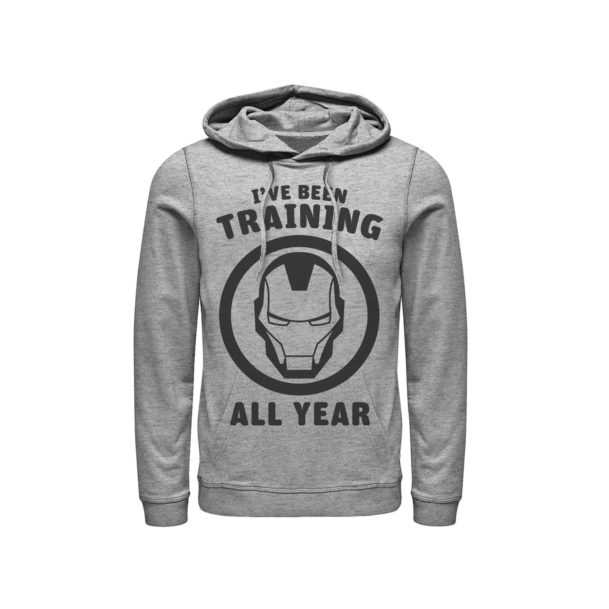 Men's Marvel Avengers Iron Man I've Been Training All Year Logo Hoodie, Size: XL, Athletic Grey Product Image
