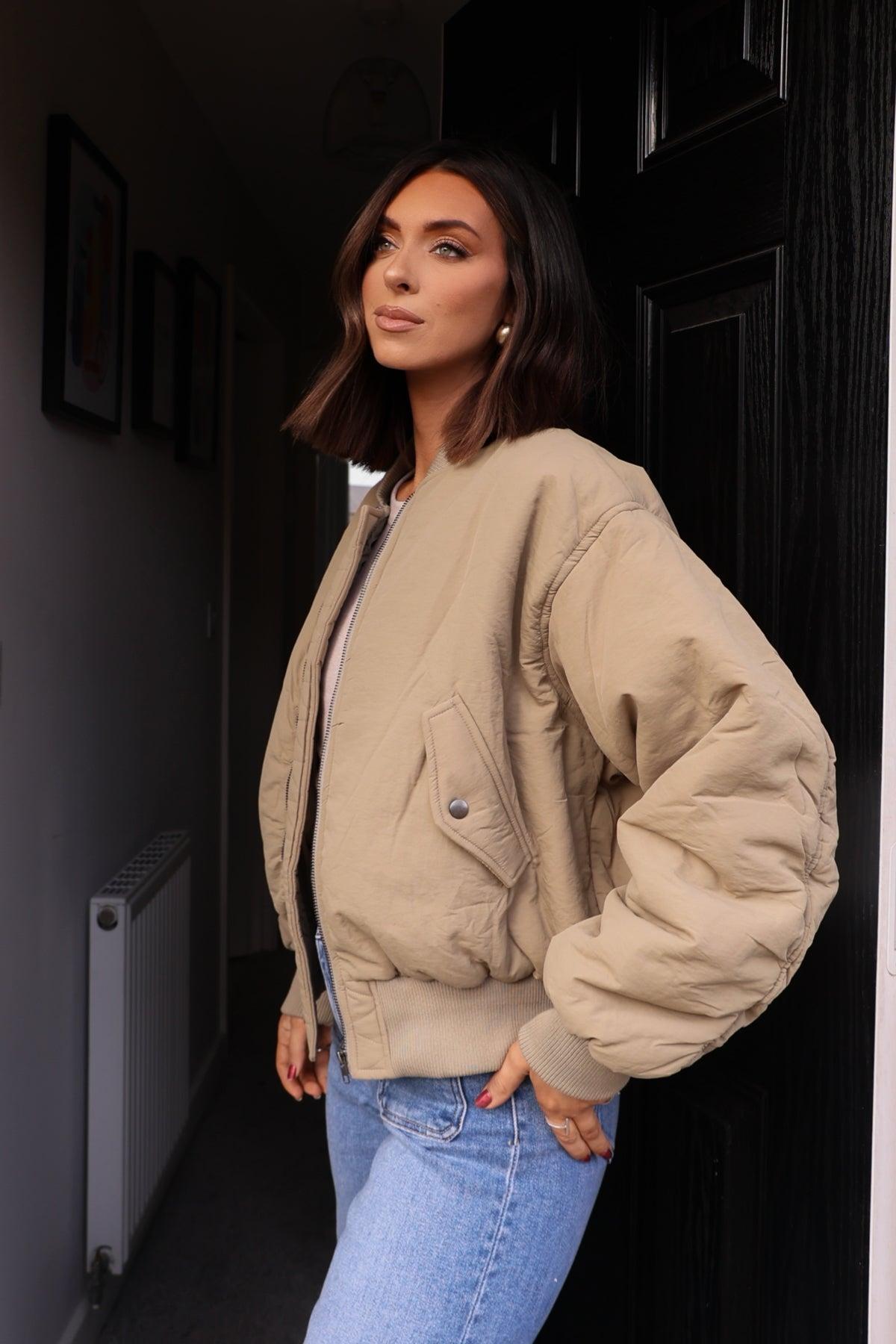 Olive Bomber Puffer Jacket - FINAL SALE Product Image