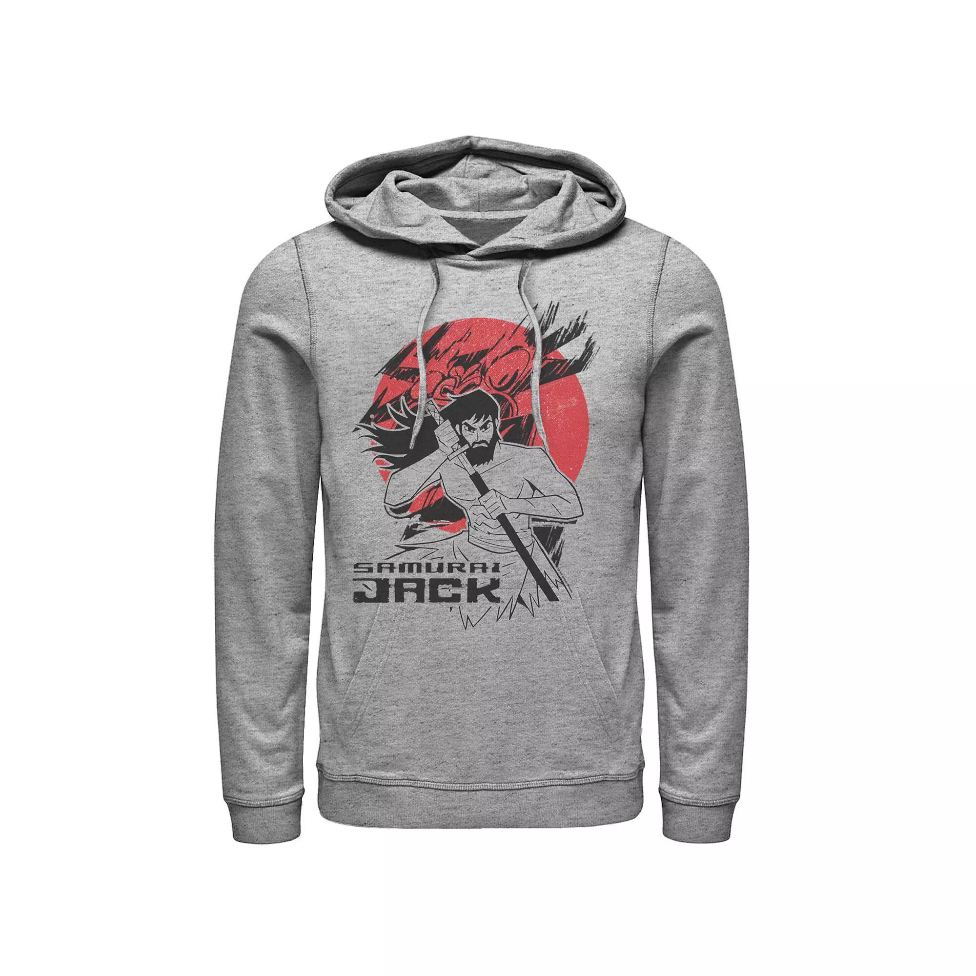 Men's Cartoon Network Samurai Jack The Warrior & The Sun Sketch Hoodie, Size: 3XL, Athletic Grey Product Image