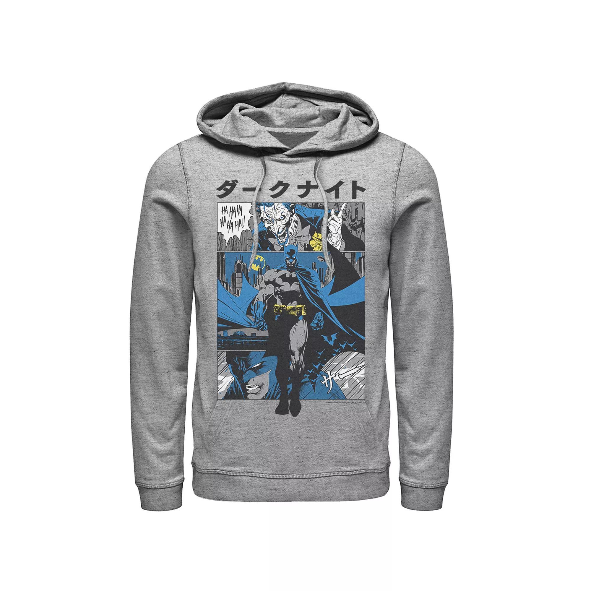 Men's DC Comics Batman Kanji Comic Panels Hoodie, Size: Small, Athletic Grey Product Image