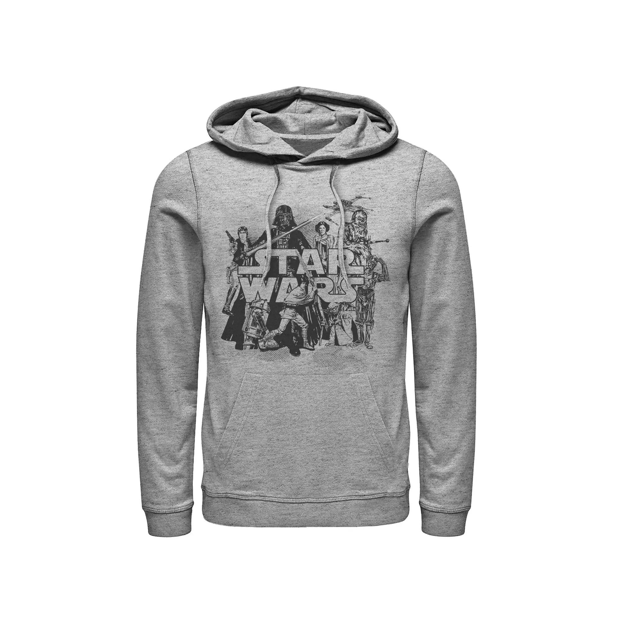 Men's Star Wars Character Collage Hoodie, Size: Medium, Athletic Grey Product Image