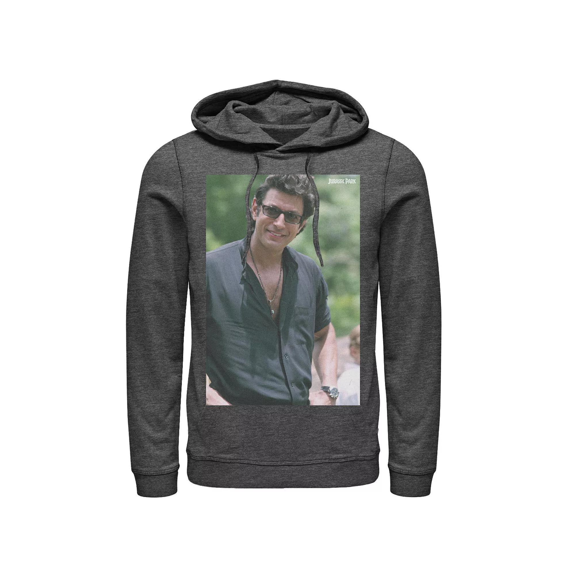 Men's Jurassic Park Jeff Goldblum Smile Poster Style Pullover Hoodie, Size: Medium, Black Product Image