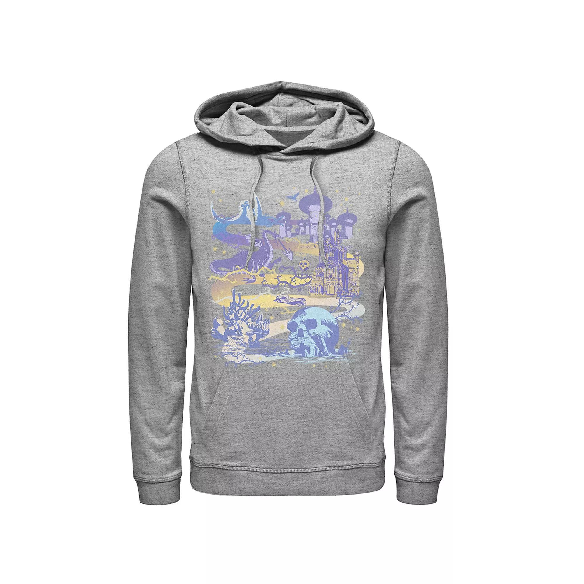 Disney Villains Men's Map Hoodie, Size: XL, Athletic Grey Product Image