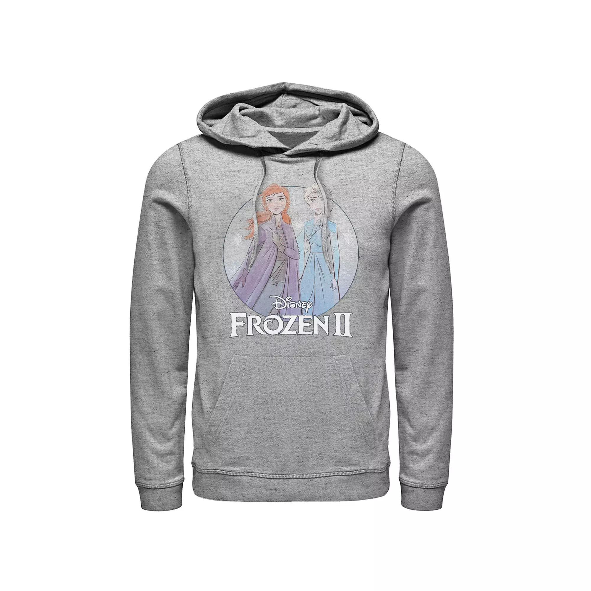 Men's Frozen 2 Anna & Elsa Water Color Pullover Hoodie, Size: XL, Athletic Grey Product Image