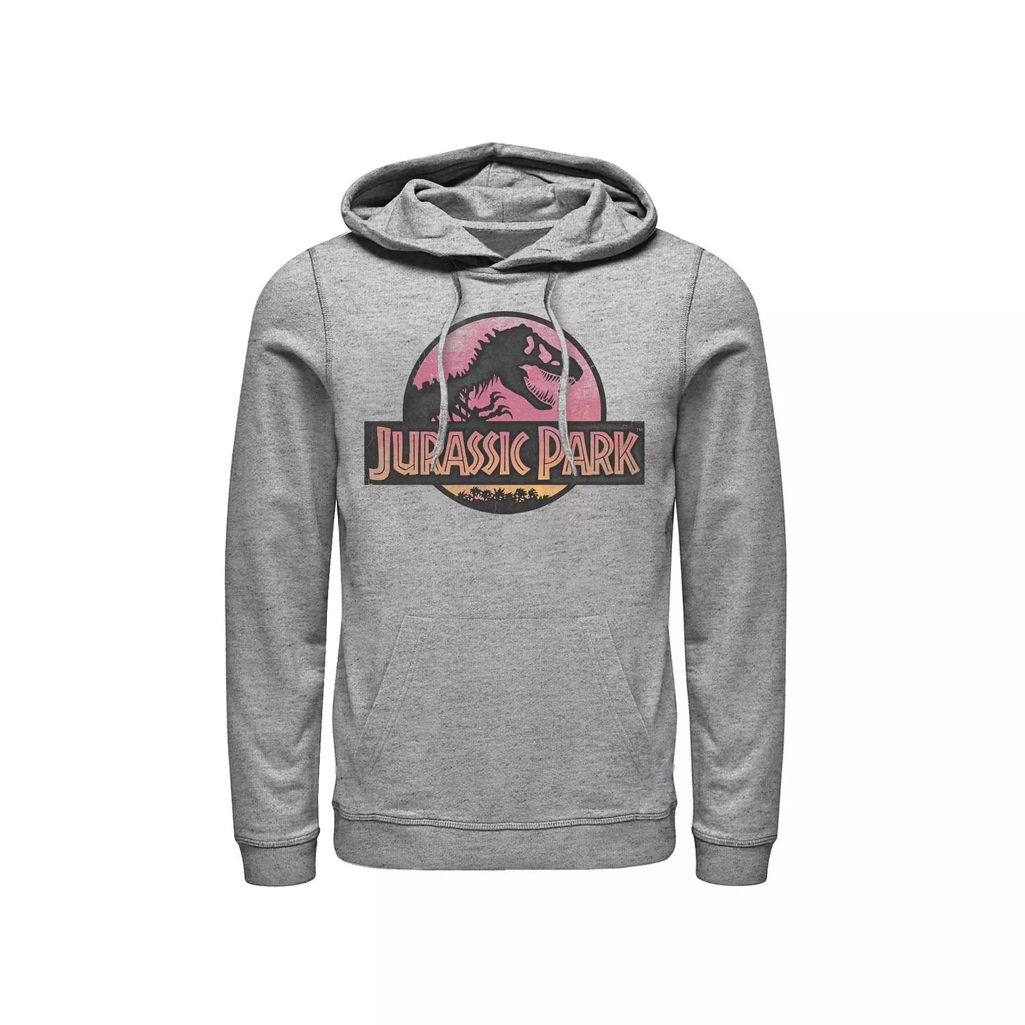 Mens Jurassic Park Safari Circle Logo Pullover Hoodie Athletic Grey Product Image