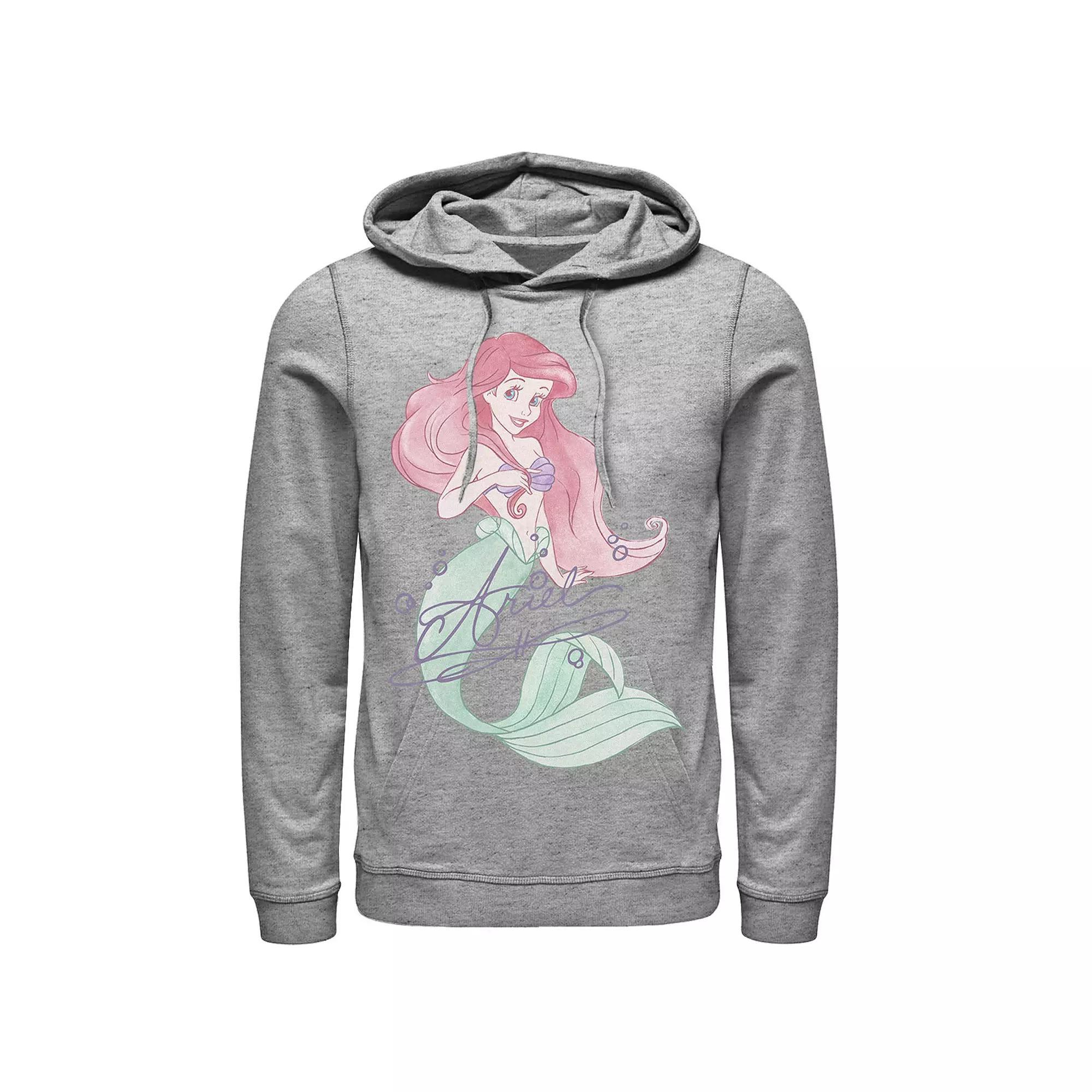 Disney's The Little Mermaid Ariel Men's Signed Portrait Hoodie, Size: Large, Athletic Grey Product Image