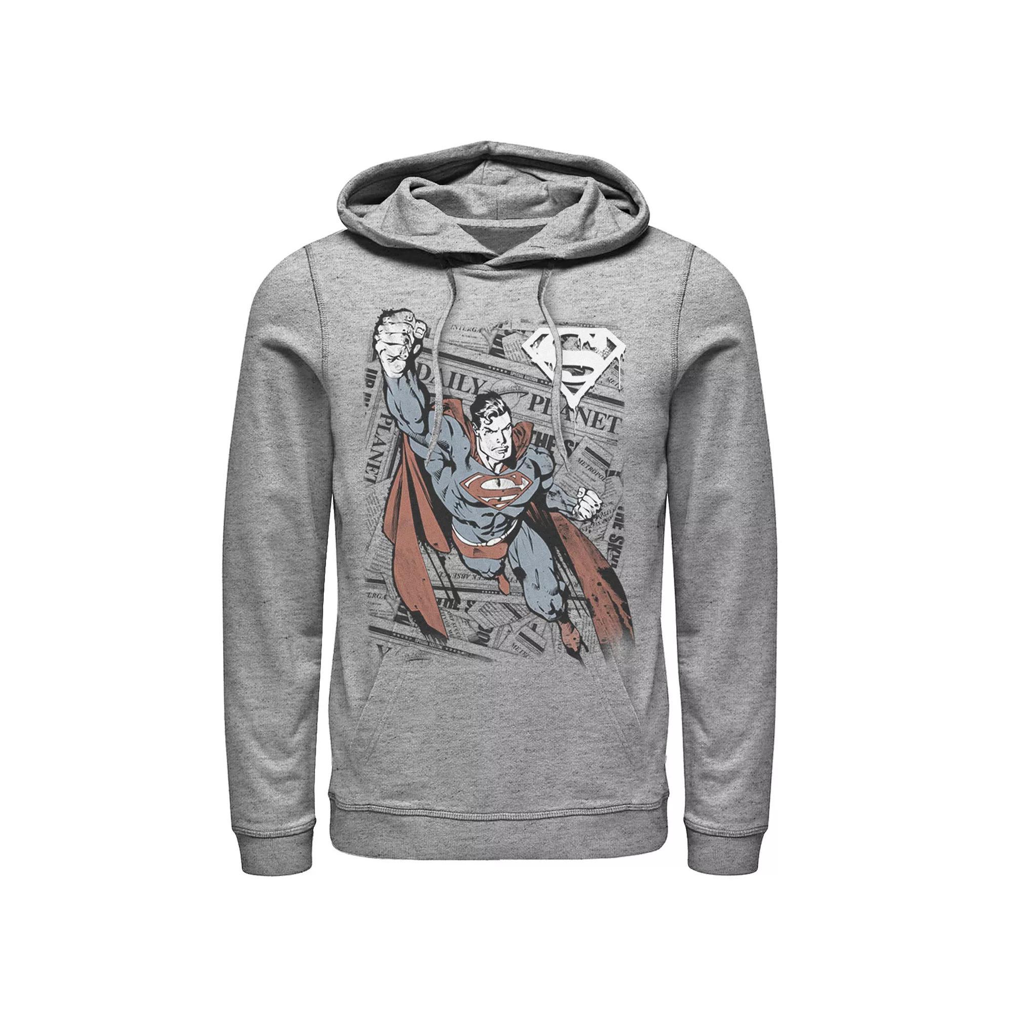 Men's DC Comics Superman Daily Planet Background Poster Hoodie, Size: Medium, Athletic Grey Product Image
