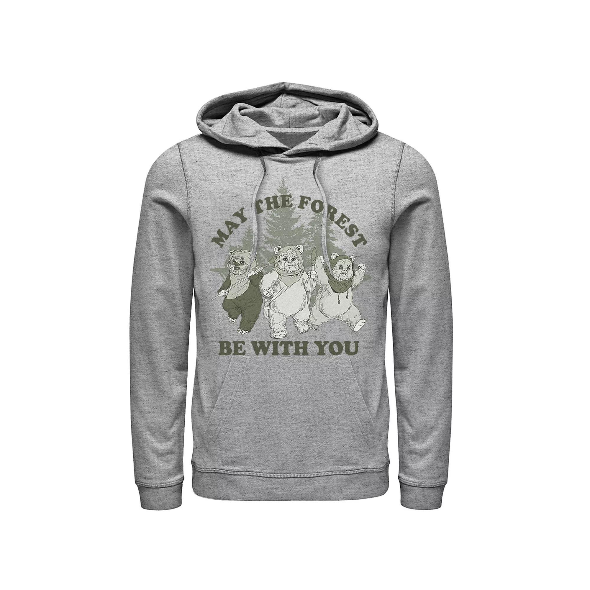 Men's Star Wars Ewoks May The Forest Be With You Hoodie, Size: XXL, Athletic Grey Product Image