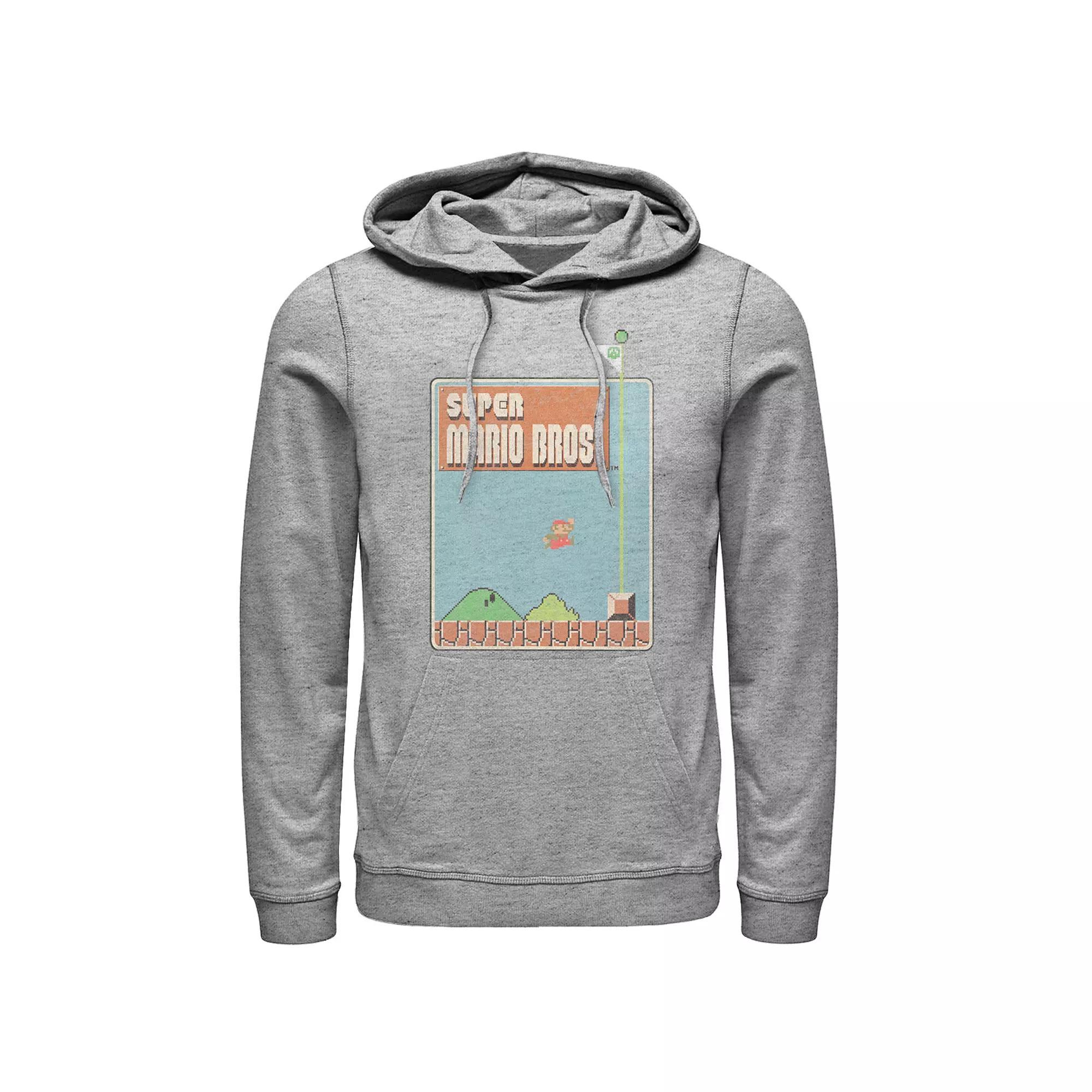 Mens Super Mario Bros. Pullover Hoodie Athletic Grey Product Image